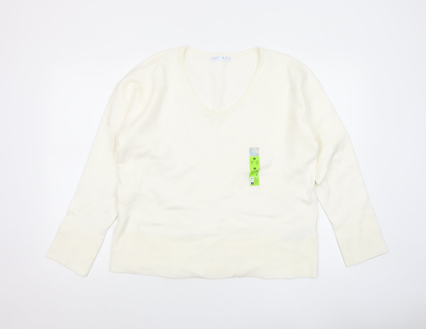Primark Women Ivory V-Neck Knit Pullover Jumper Size 12