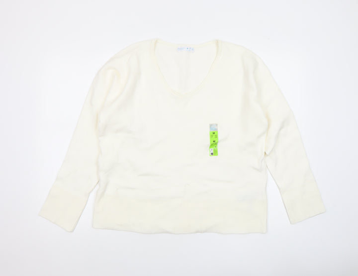 Primark Women Ivory V-Neck Knit Pullover Jumper Size 12