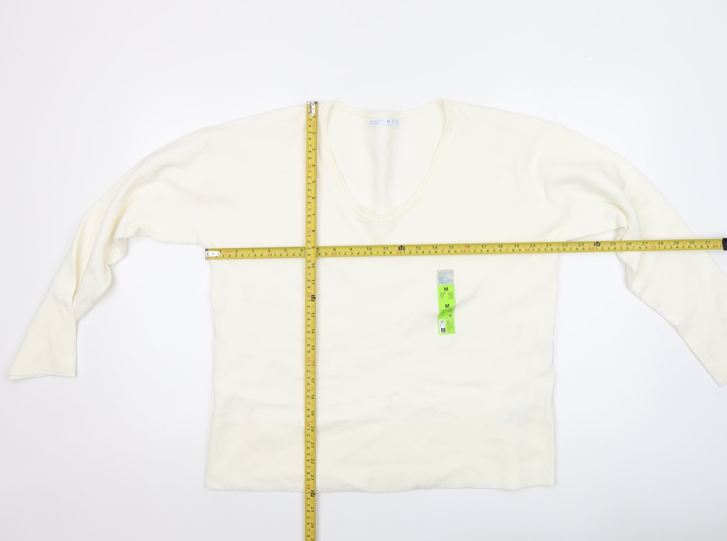 Primark Women Ivory V-Neck Knit Pullover Jumper Size 12
