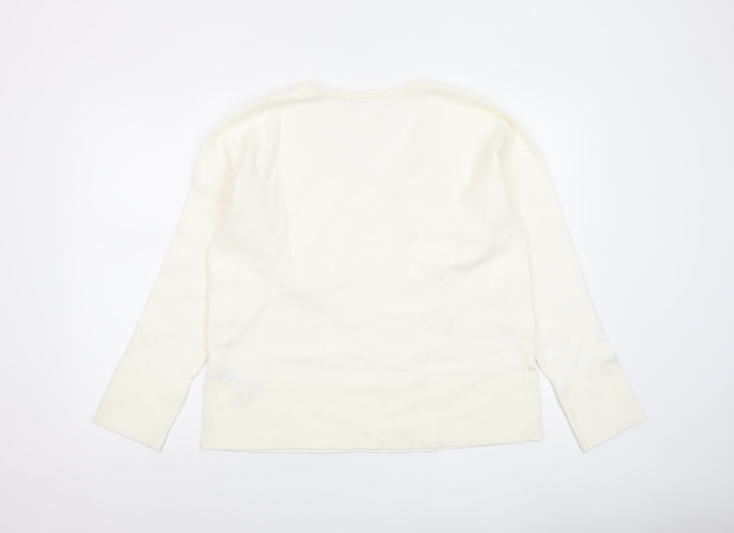 Primark Women Ivory V-Neck Knit Pullover Jumper Size 12