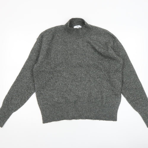 RR Womens Grey Mock Neck Wool Blend Pullover Jumper M