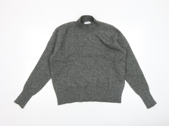RR Womens Grey Mock Neck Wool Blend Pullover Jumper M
