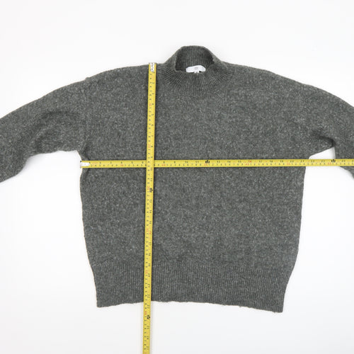 RR Womens Grey Mock Neck Wool Blend Pullover Jumper M