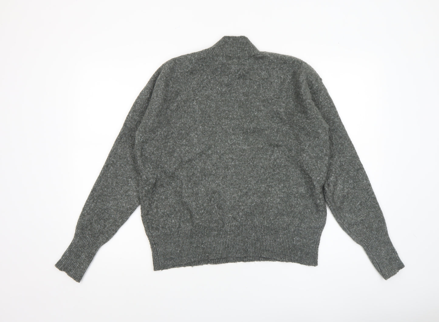 RR Womens Grey Mock Neck Wool Blend Pullover Jumper M
