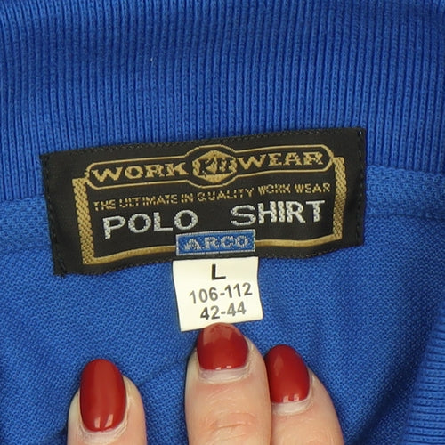 ARCO Workwear Blue Men's L Polo Shirt Polyester Cotton