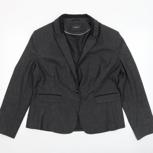 Dunnes Women Grey Pinstripe Blazer Jacket Size 18 Classic Fit