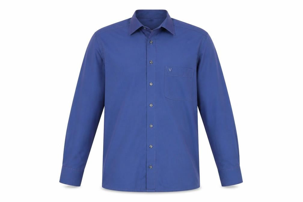 Marvelis Men’s Blue Modern Fit Non-Iron Long Sleeve Dress Shirt 15.5”