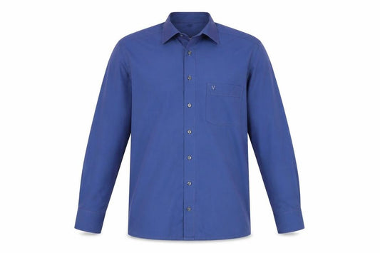 Marvelis Men’s Blue Modern Fit Non-Iron Long Sleeve Dress Shirt 15.5”