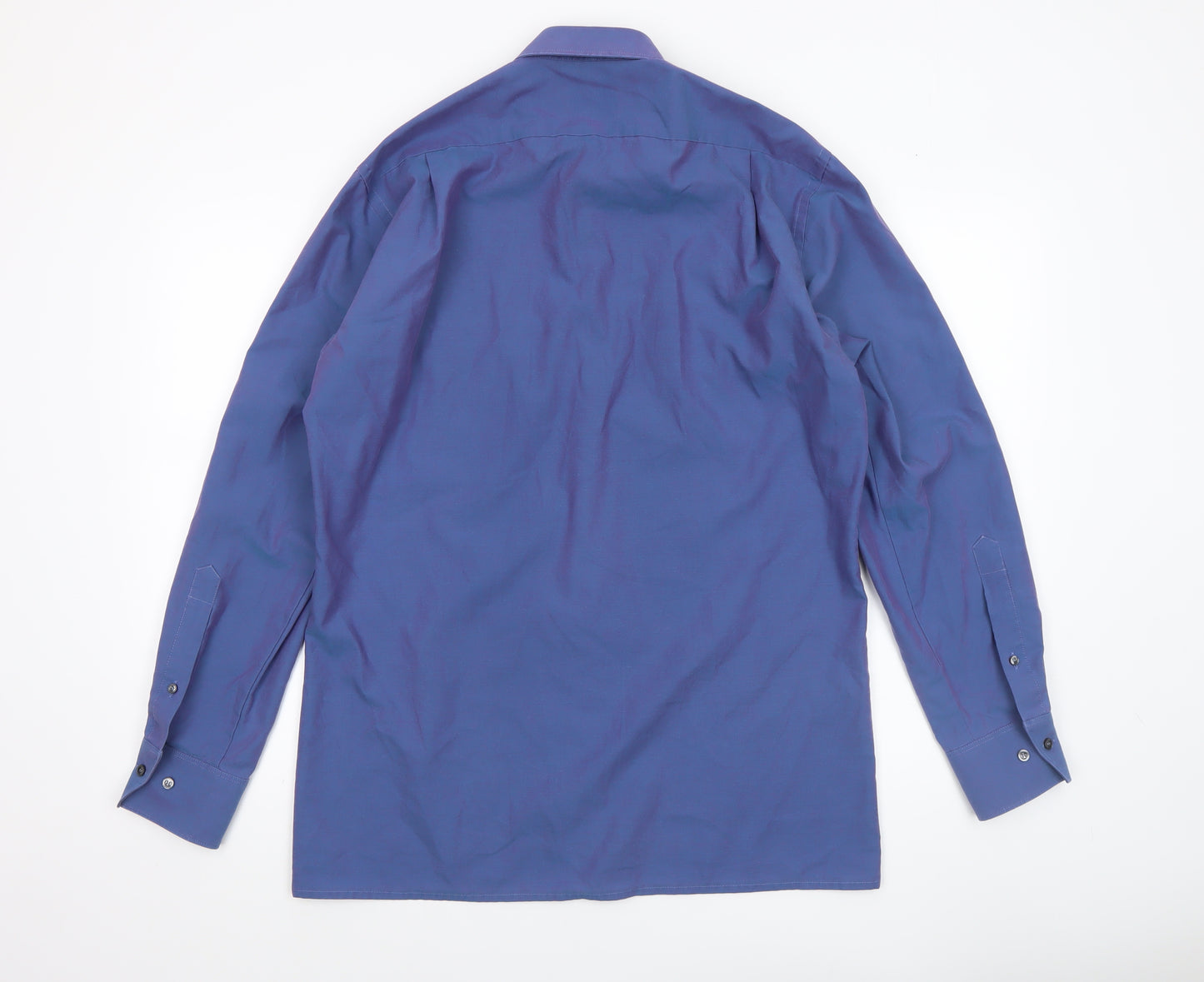 Marvelis Men’s Blue Modern Fit Non-Iron Long Sleeve Dress Shirt 15.5”