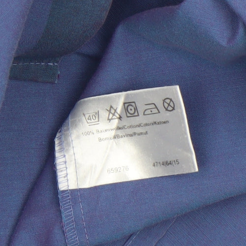 Marvelis Men’s Blue Modern Fit Non-Iron Long Sleeve Dress Shirt 15.5”