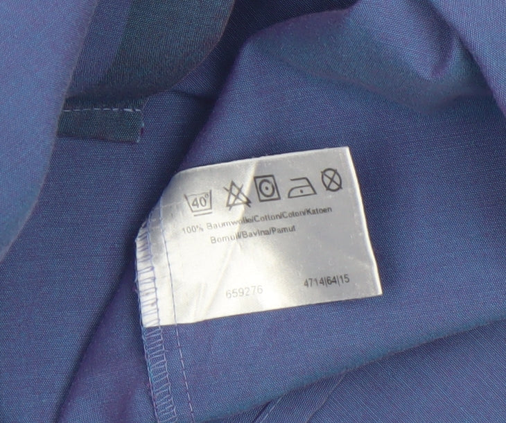 Marvelis Men’s Blue Modern Fit Non-Iron Long Sleeve Dress Shirt 15.5”