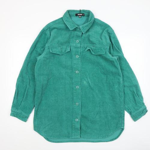 Missguided Women’s Green Corduroy Long Sleeve Button-Up Shirt UK 10