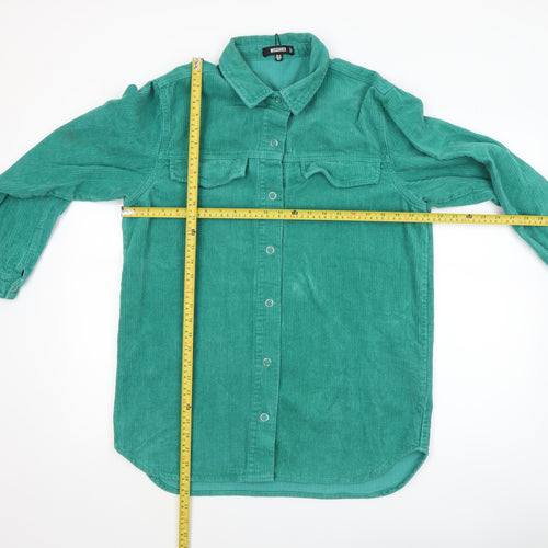 Missguided Women’s Green Corduroy Long Sleeve Button-Up Shirt UK 10