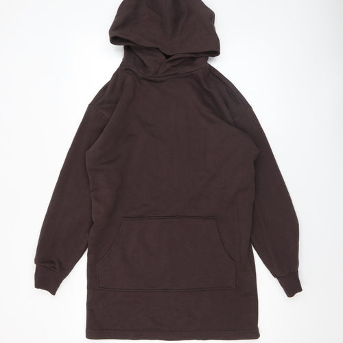 H&M Divided Women Brown Pullover Hoodie XXS Cotton Blend Casual