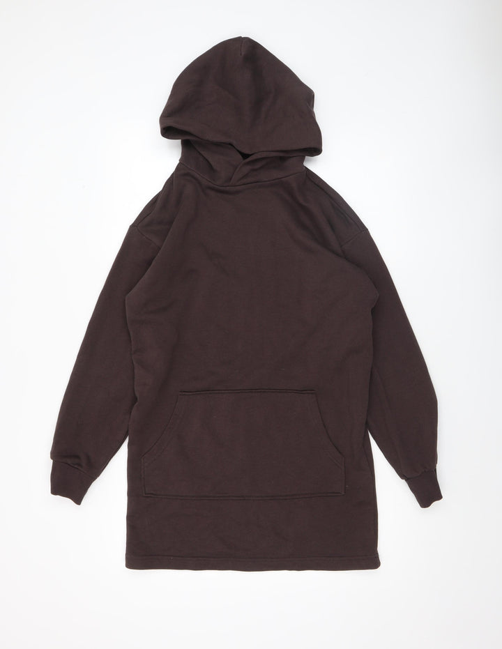 H&M Divided Women Brown Pullover Hoodie XXS Cotton Blend Casual