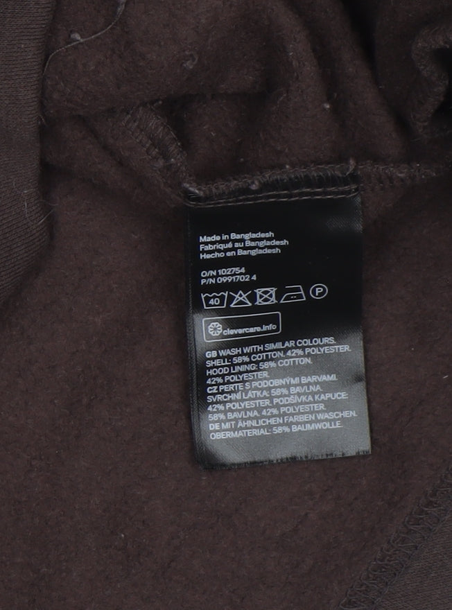 H&M Divided Women Brown Pullover Hoodie XXS Cotton Blend Casual