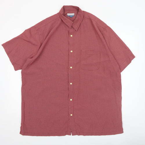 Breakwater Men's Red Check Short Sleeve Button-Up Shirt L Regular Fit