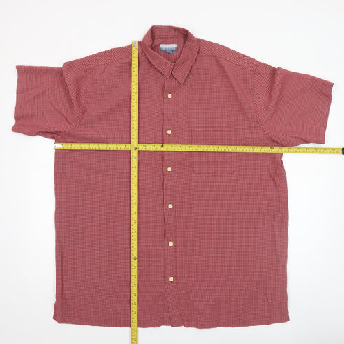 Breakwater Men's Red Check Short Sleeve Button-Up Shirt L Regular Fit