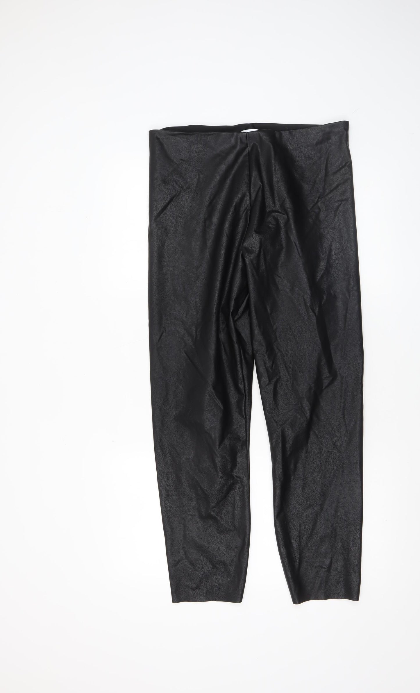 Gallery Women’s Black Faux Leather Leggings Size 16 Stretch Slim Fit