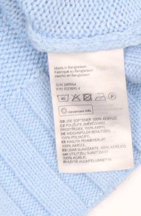 H&M Women Blue Roll Neck Cropped Knit Jumper Size 8