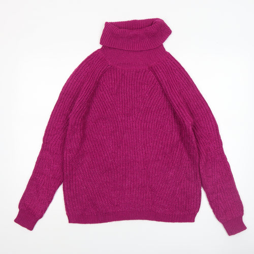Primark Womens Pink Roll Neck Chunky Knit Jumper XS