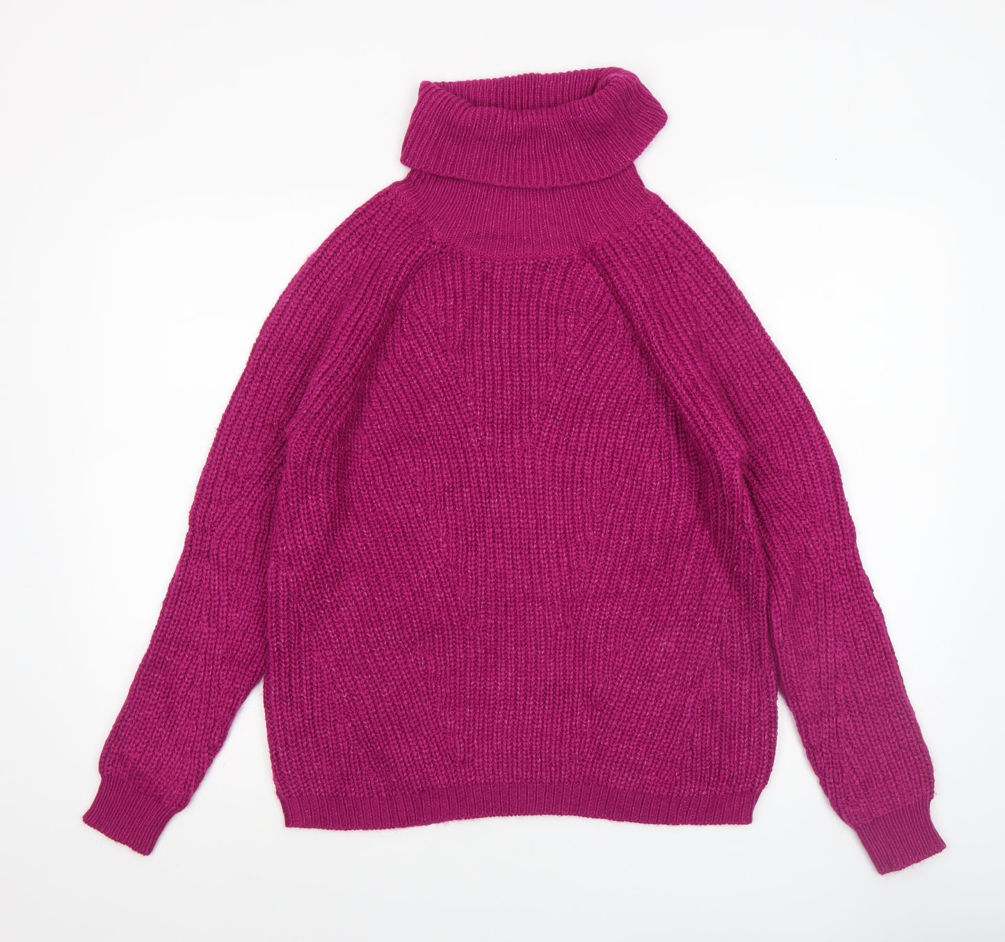 Primark Womens Pink Roll Neck Chunky Knit Jumper XS