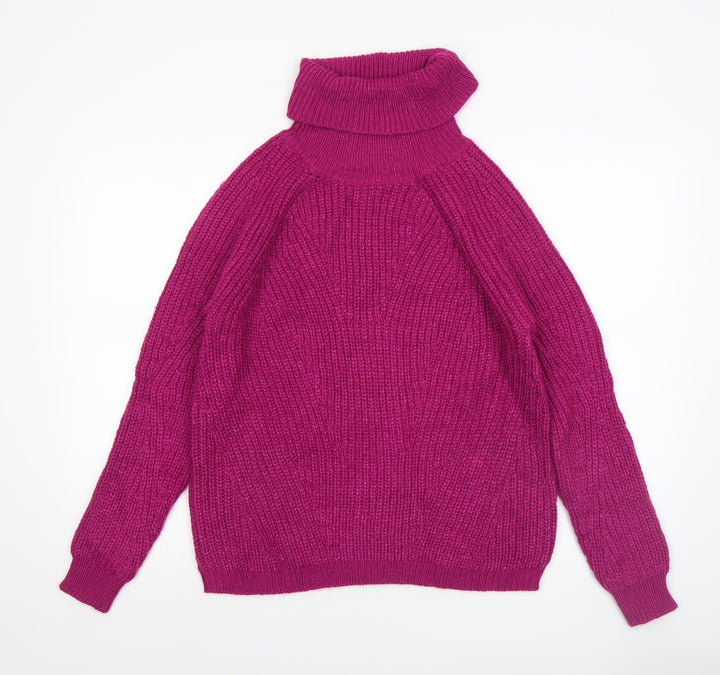 Primark Womens Pink Roll Neck Chunky Knit Jumper XS
