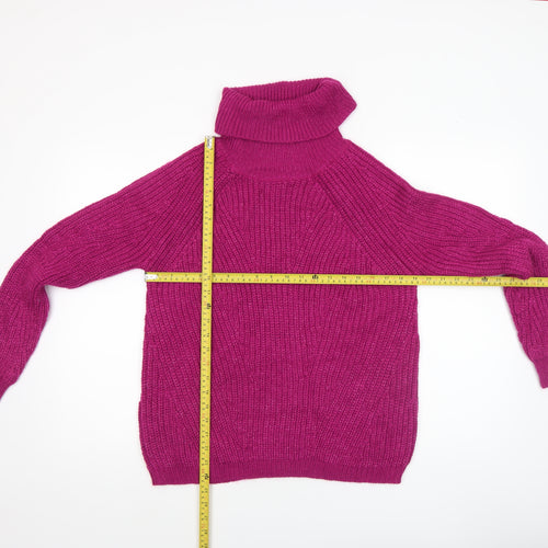 Primark Womens Pink Roll Neck Chunky Knit Jumper XS