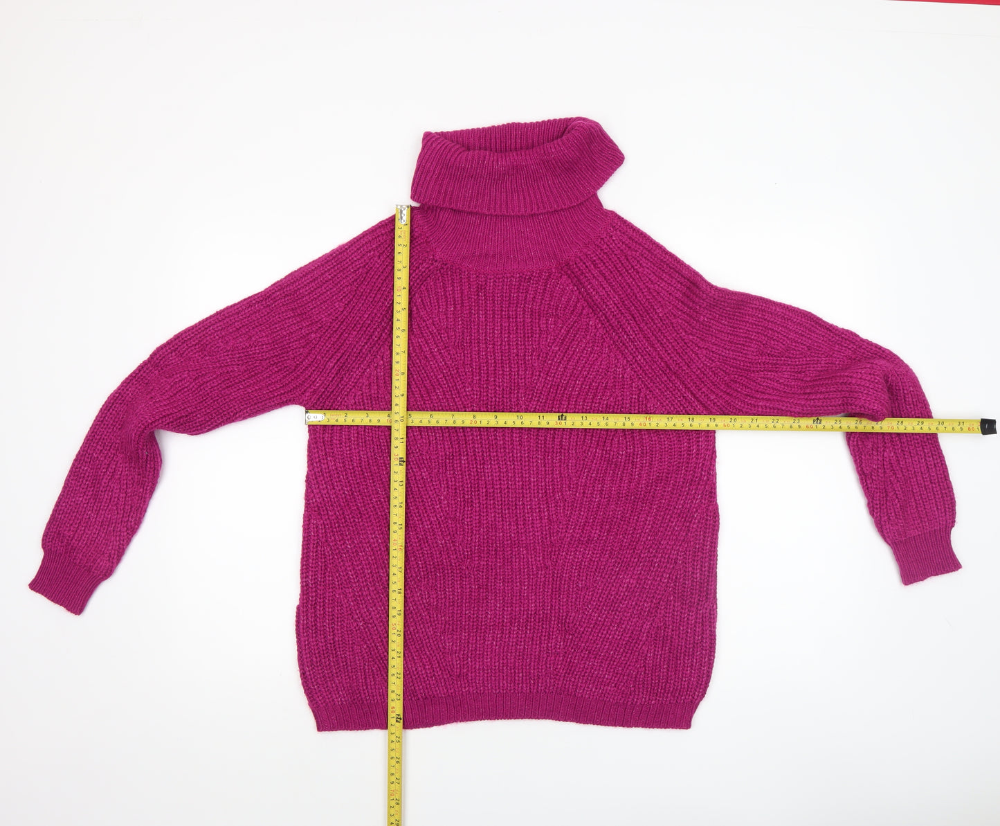 Primark Womens Pink Roll Neck Chunky Knit Jumper XS