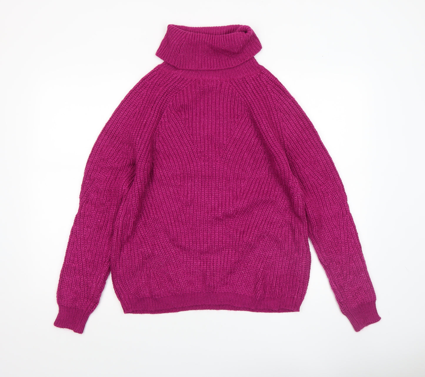 Primark Womens Pink Roll Neck Chunky Knit Jumper XS