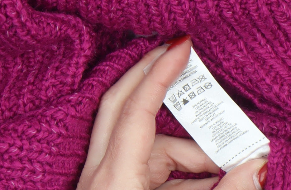 Primark Womens Pink Roll Neck Chunky Knit Jumper XS