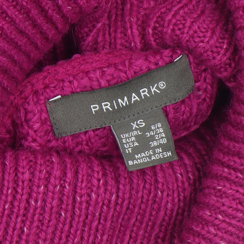 Primark Womens Pink Roll Neck Chunky Knit Jumper XS