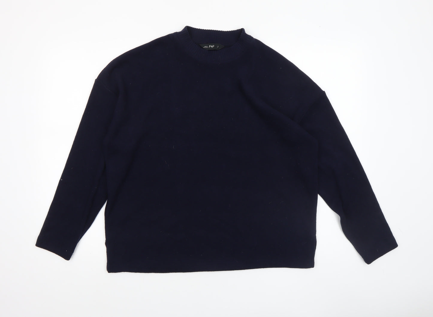 F&F Women's Blue Crew Neck Long Sleeve Pullover Jumper Size M