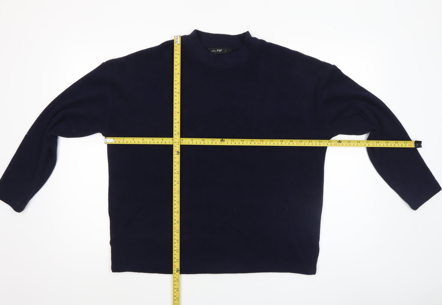 F&F Women's Blue Crew Neck Long Sleeve Pullover Jumper Size M