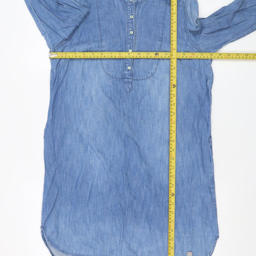 ONLY Women's Blue Chambray Cotton Linen Shirt Dress Size 10