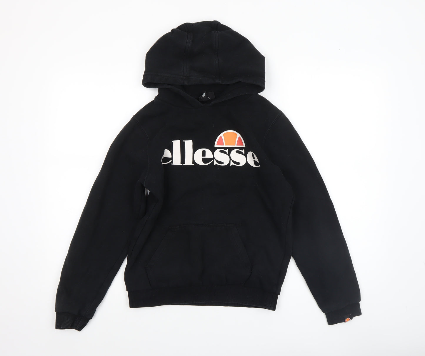 Ellesse Boys Black Pullover Hoodie 12-13 Years Logo Cotton Blend