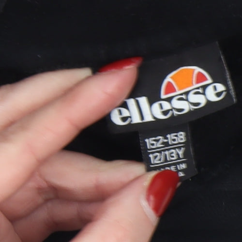 Ellesse Boys Black Pullover Hoodie 12-13 Years Logo Cotton Blend