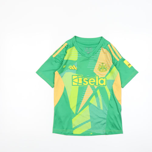 adidas Boys Green Slim Fit Football Jersey T-Shirt Size 22
