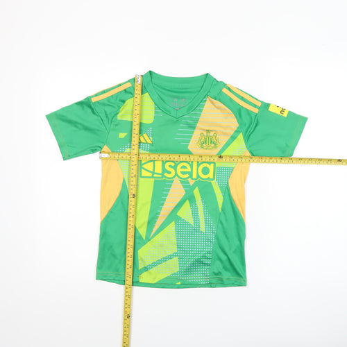 adidas Boys Green Slim Fit Football Jersey T-Shirt Size 22