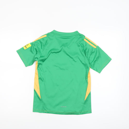 adidas Boys Green Slim Fit Football Jersey T-Shirt Size 22