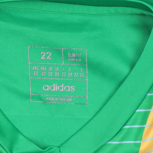 adidas Boys Green Slim Fit Football Jersey T-Shirt Size 22