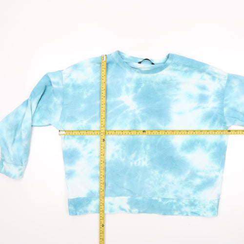 Dunnes Women Blue Tie-Dye Pullover Sweatshirt Size M Cotton Blend