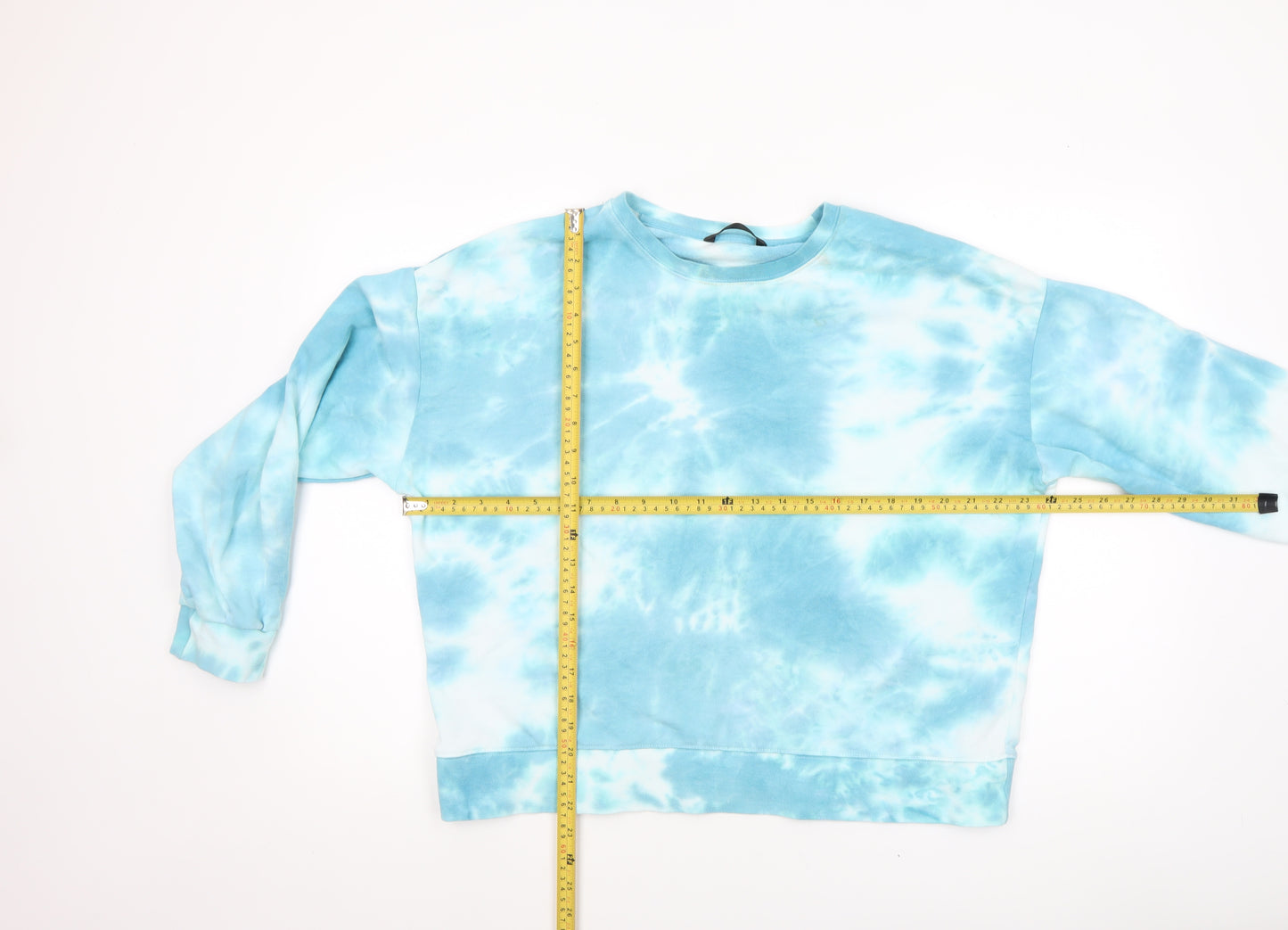 Dunnes Women Blue Tie-Dye Pullover Sweatshirt Size M Cotton Blend