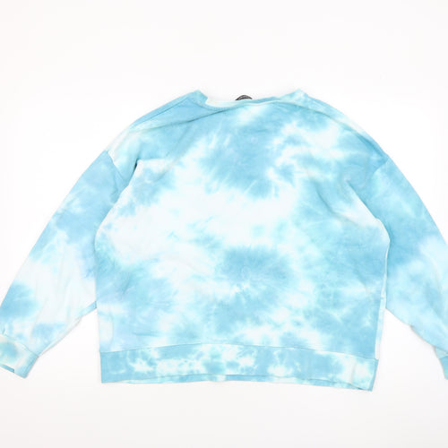 Dunnes Women Blue Tie-Dye Pullover Sweatshirt Size M Cotton Blend