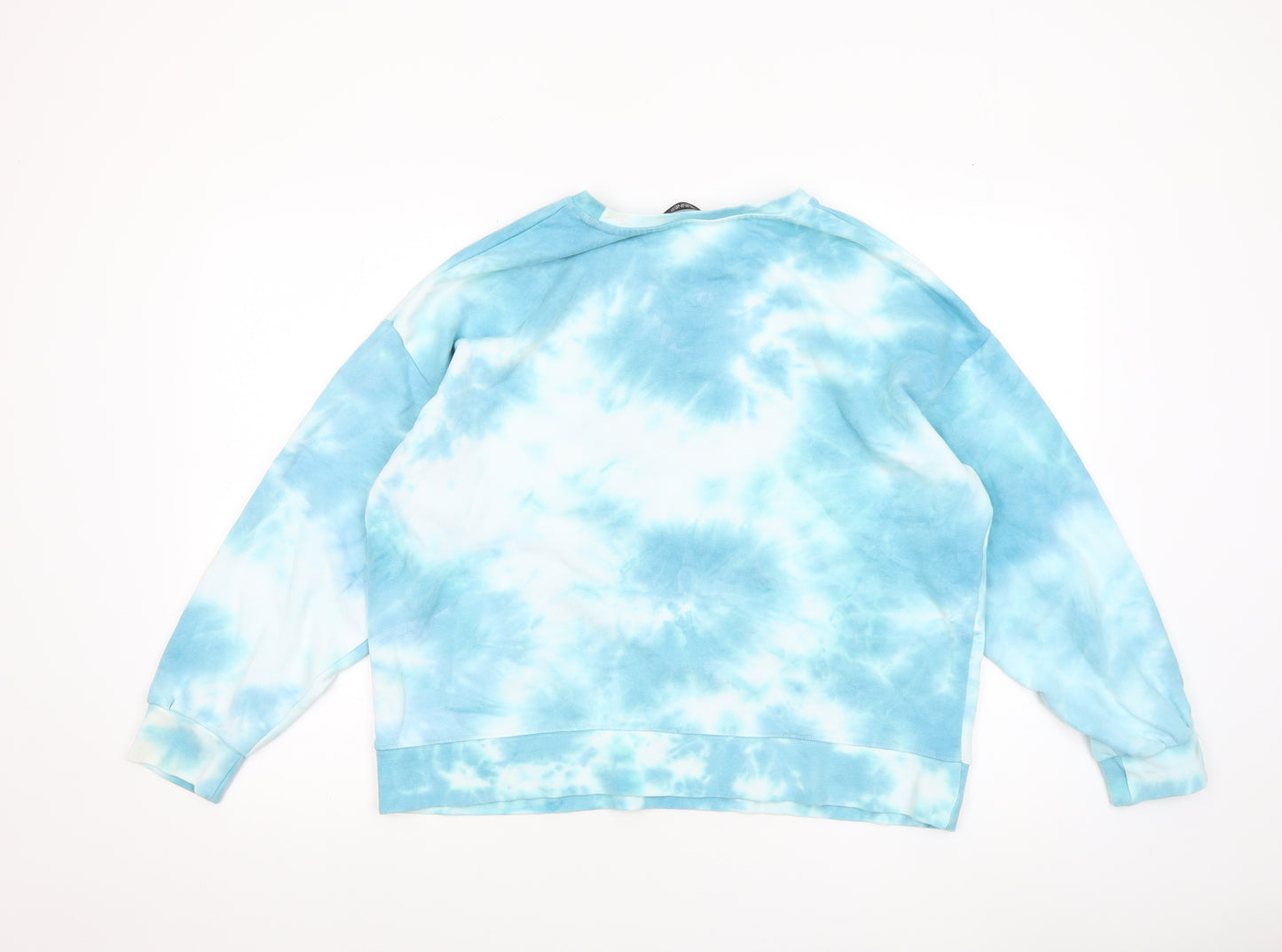 Dunnes Women Blue Tie-Dye Pullover Sweatshirt Size M Cotton Blend