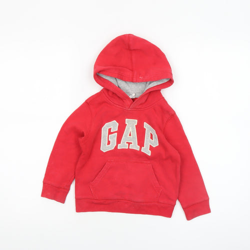 GAP Boys Red Pullover Hoodie 3 Years Cotton Logo Design