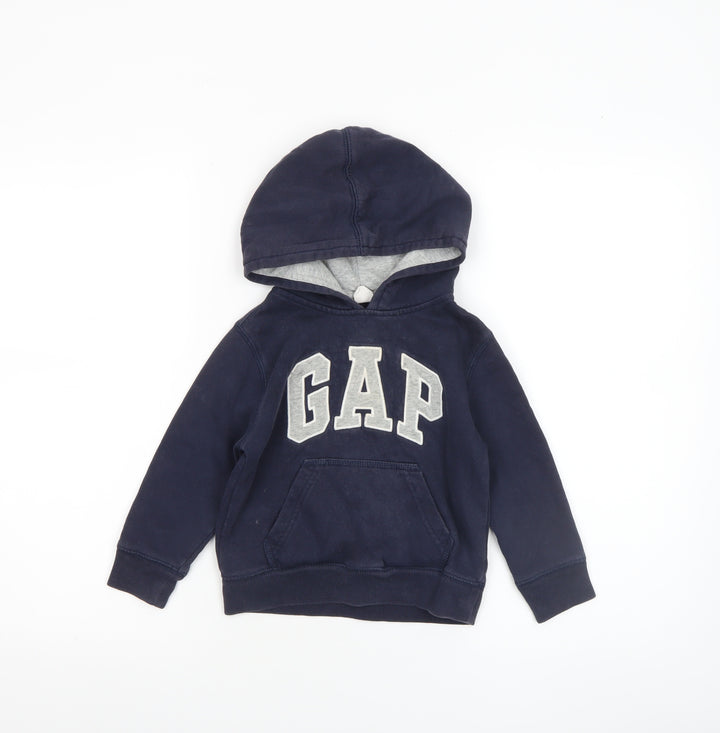 GAP Boys Navy Blue Pullover Hoodie 3 Years Cotton Logo Sweatshirt
