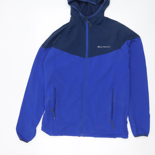 Avventura Men's Blue Hooded Windbreaker Jacket Size M Lightweight Outdoor