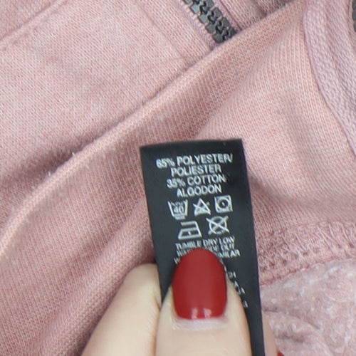 Dunnes Women Pink Full Zip Hoodie Medium Polyester Cotton