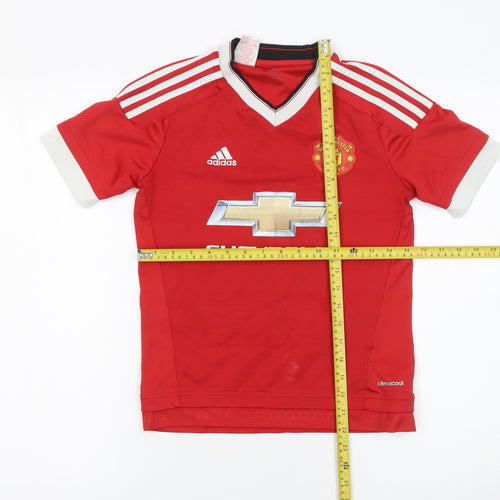 Adidas Boys Red Manchester United Football Jersey Shirt 9-10 Years